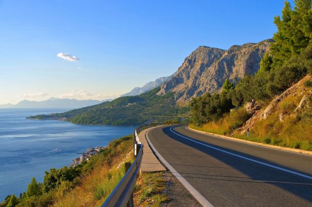 A road running along the ocean in Croatia in summer